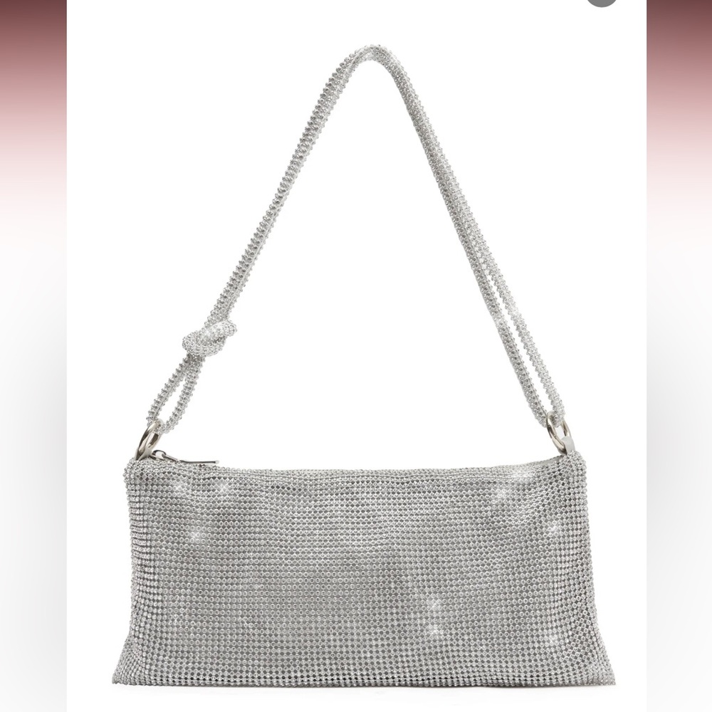 Blair Diamante Mesh Bag Silver - white fox - new handbag